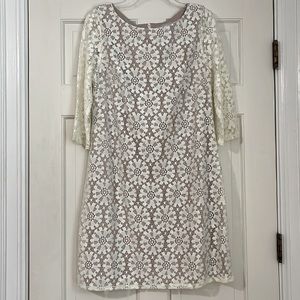 Lace Overlay Dress w/3/4 sleeves - Sz 12